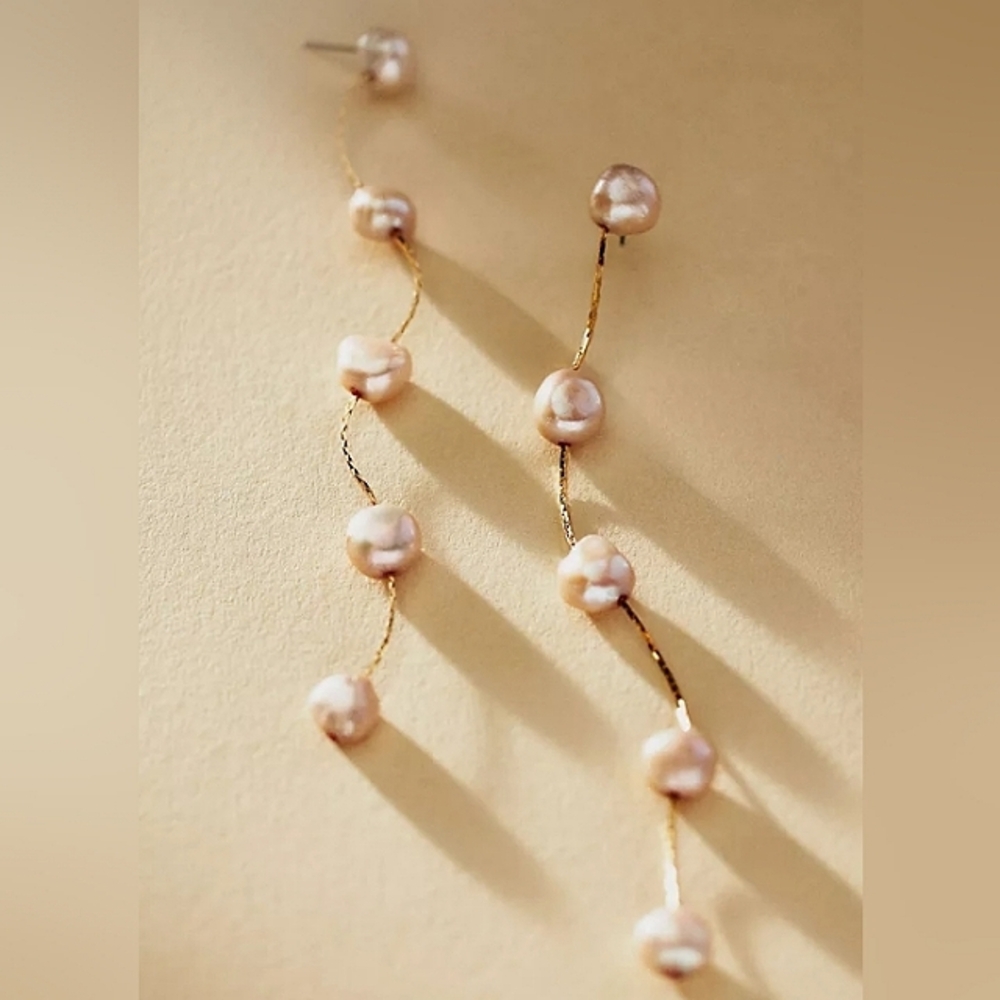 Anthropologie Dripping Pearl Delicate Drop Earrings
